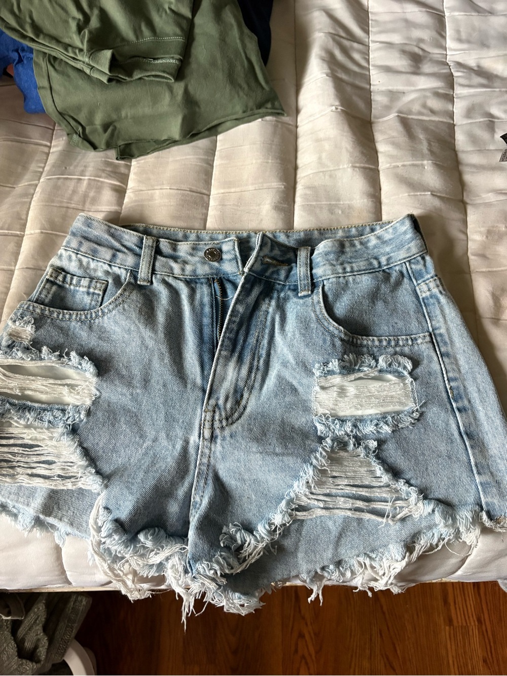 SHEIN Light Blue Distressed Denim Jean Shorts